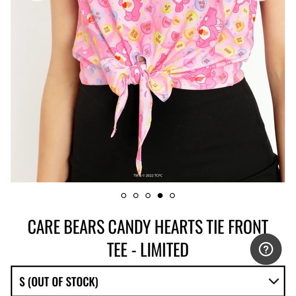 Blackmilk ‘Care Bears Candy Hearts Tie Front Tee’ Size Small S NWT - Picture 3 of 10